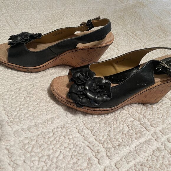 BOC Black Leather Size 8 Slingbacks - Picture 1 of 6